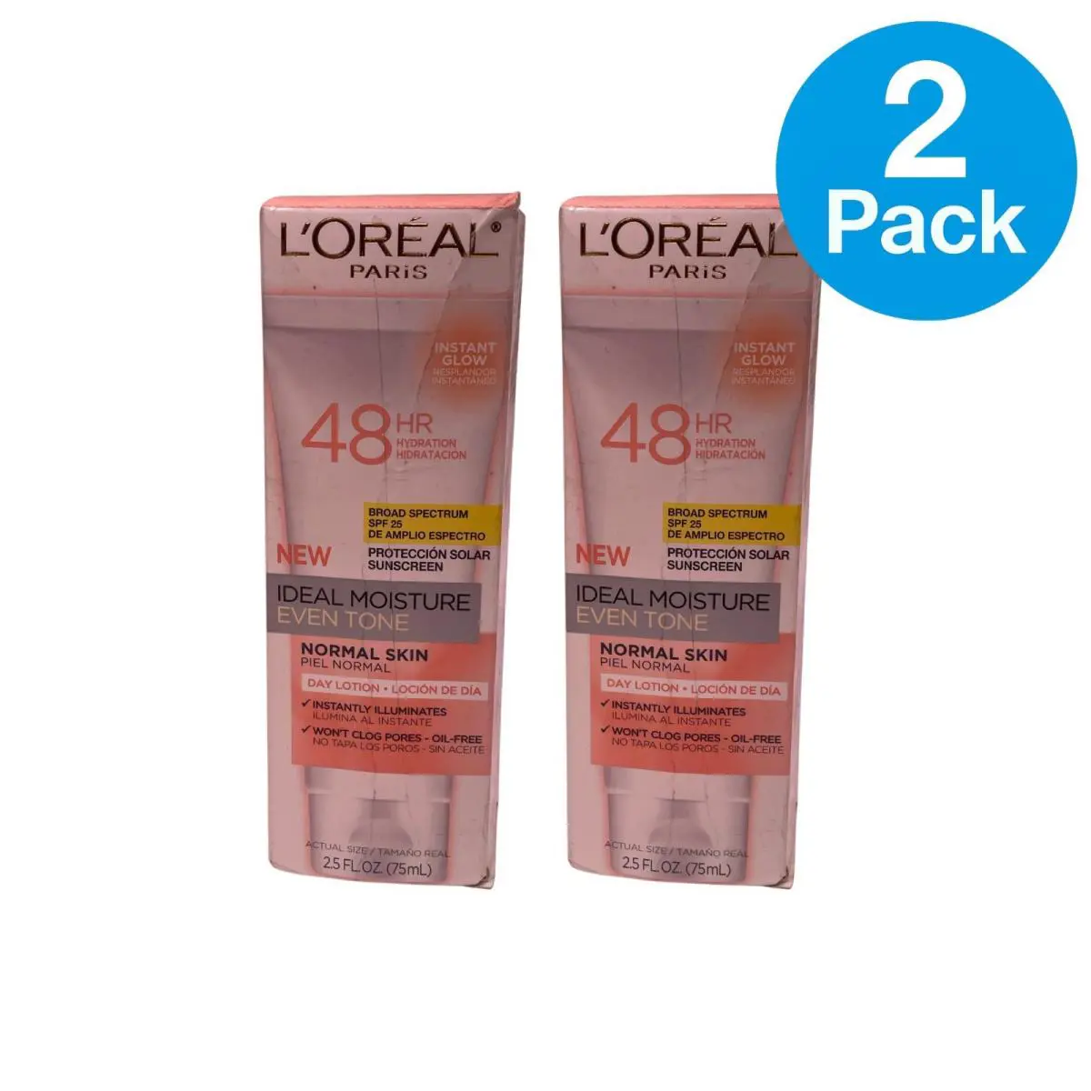 L`oréal Spf 25 Ideal Moisture Even Tone 2.5oz 2 Pack