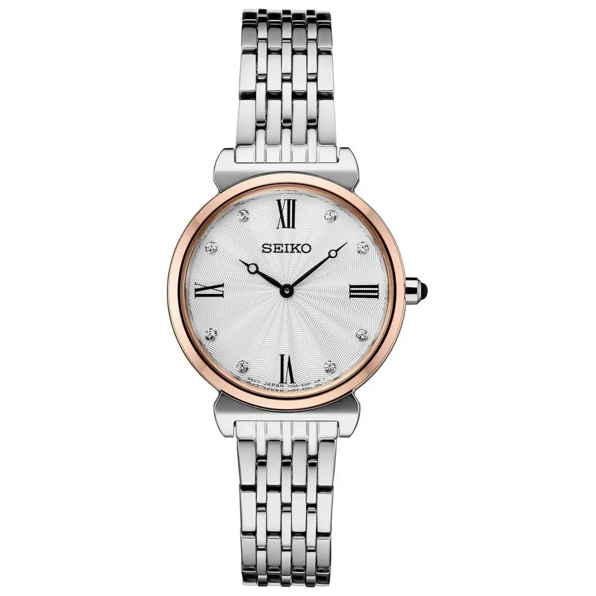 SFQ798 Rose Gold Silver Tone Stainless Swarovski Crystal Ladies Watch by Seiko