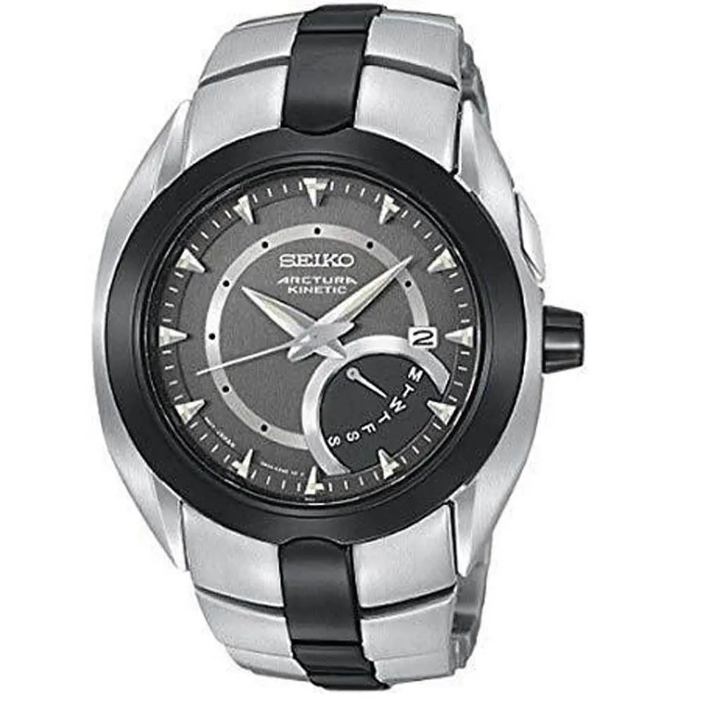 Arctura Kinetic Black Dial SS Bracelet Men`s Watch SRN017 Retail by Seiko