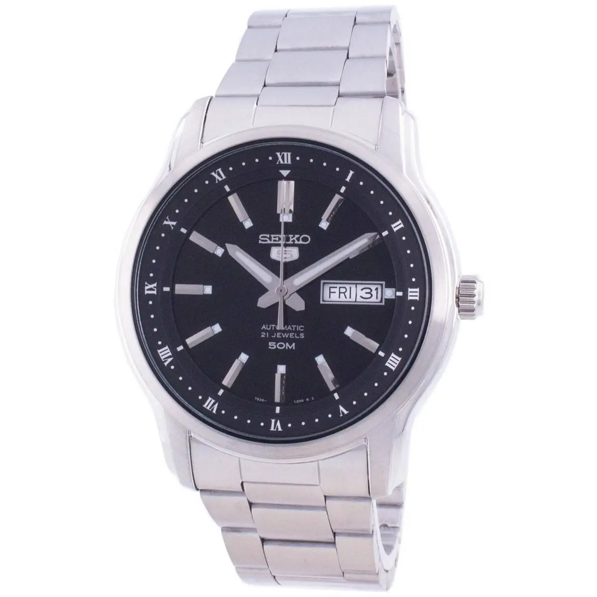 5 Automatic Black Dial Stainless Steel 21 Jewels SNKP11K1 50M Mens Watch by Seiko