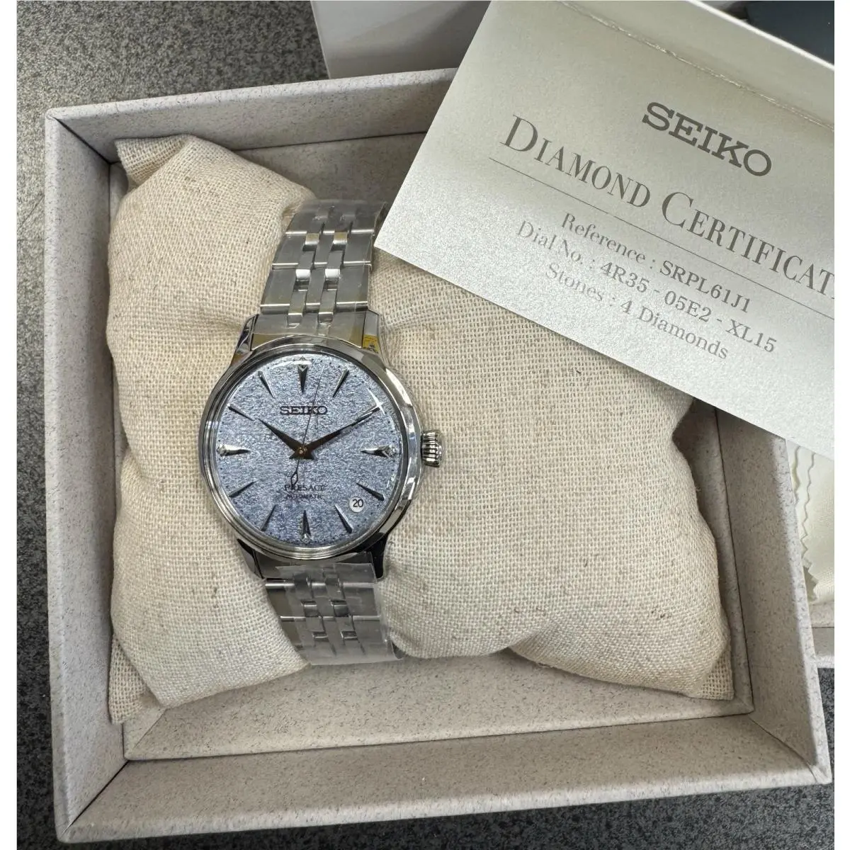 Seiko Presage Cocktail Time Automatic Blue Dial Diamonds Women’s Watch SRPL61