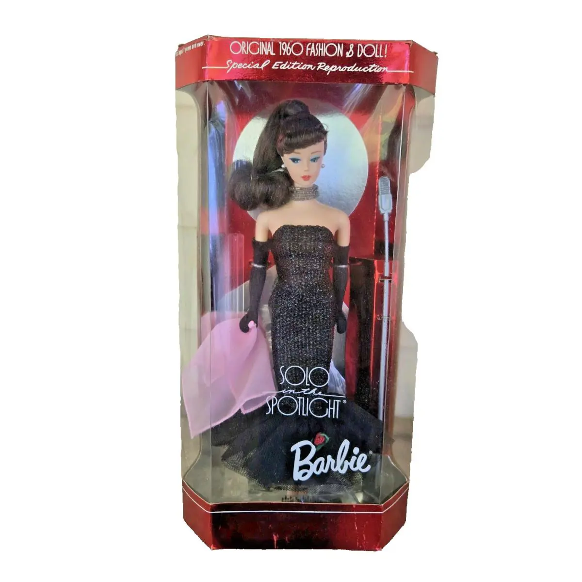 Barbie Solo in The Spotlight 1994 Repro. Brunette Nrfb Nostalgic Ponytail