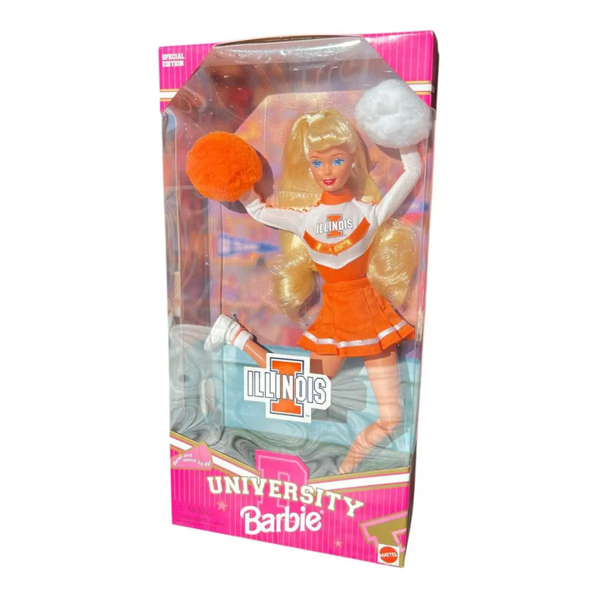 Mattel University Barbie Illinois Cheerleader Doll Special Edition 11.5 Inch
