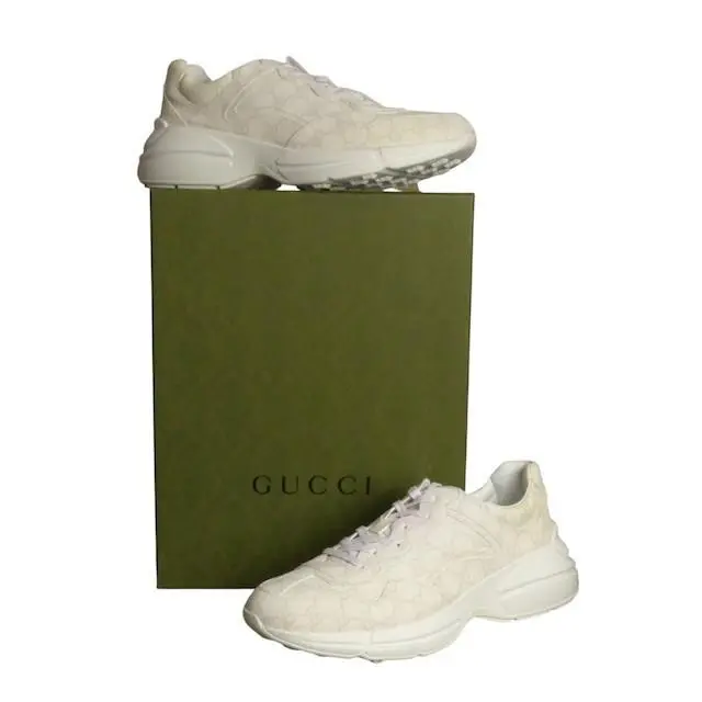 - 2023 White GG Rhyton Sneakers Size 13.5 by Gucci