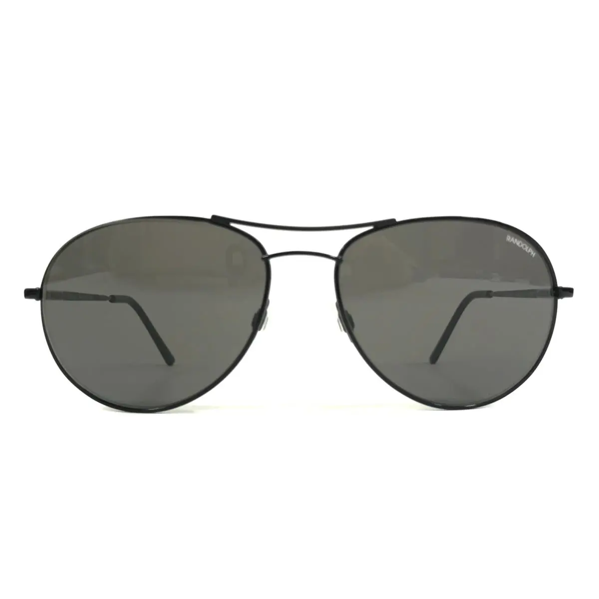 Sunglasses Crew Chief II Shiny Black Aviator Frames w/ Dark Gray Lenses by Randolph