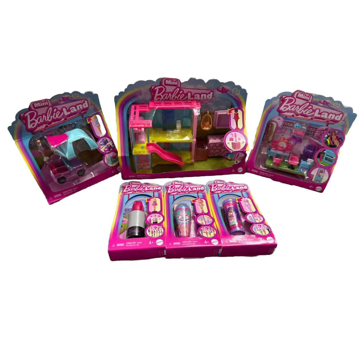 Barbie Mini Barbieland Doll House Salon W/ Jeep Tent 3 Dolls