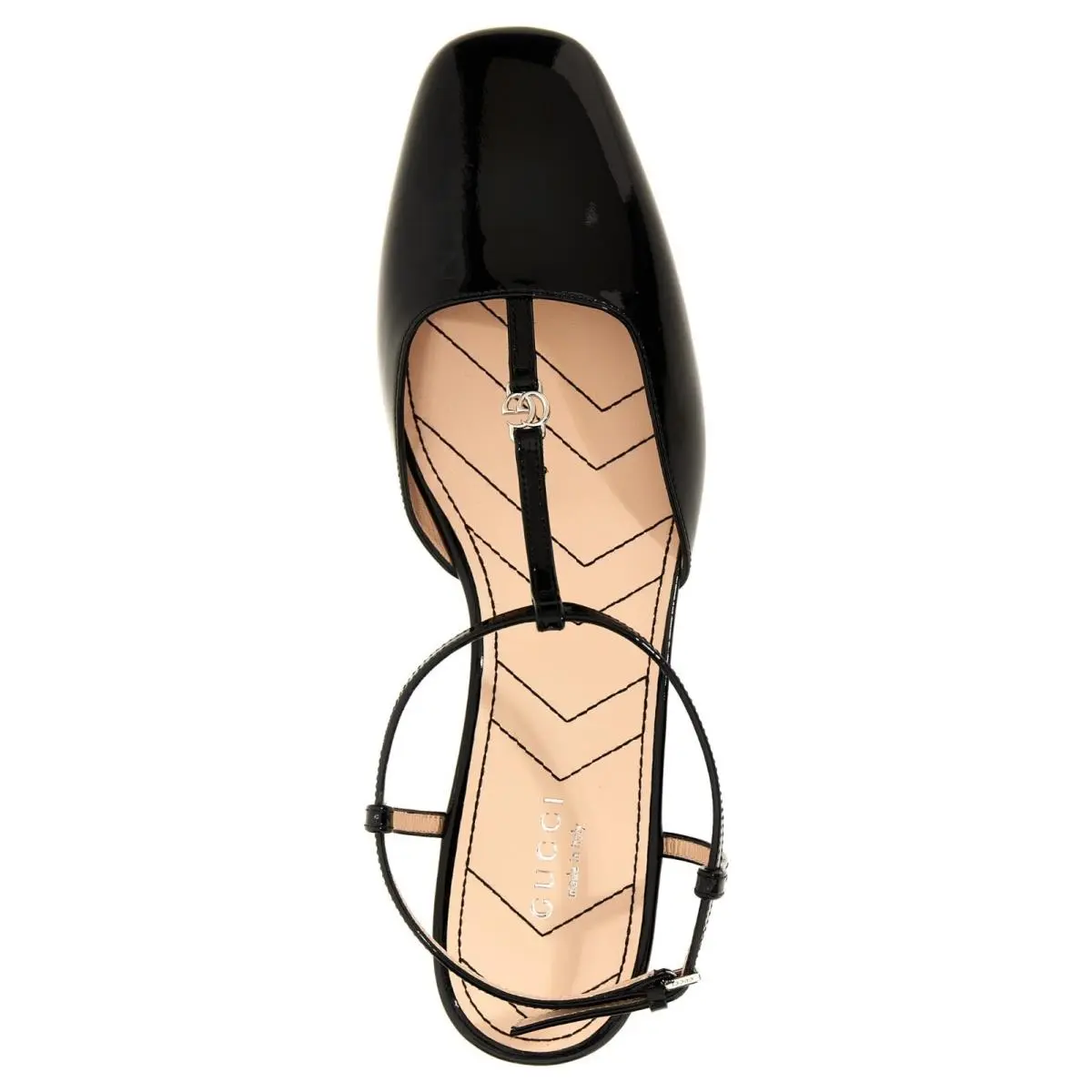 Gucci Women’s Double G Patent-leather Ballerinas Flats sz 39 Black