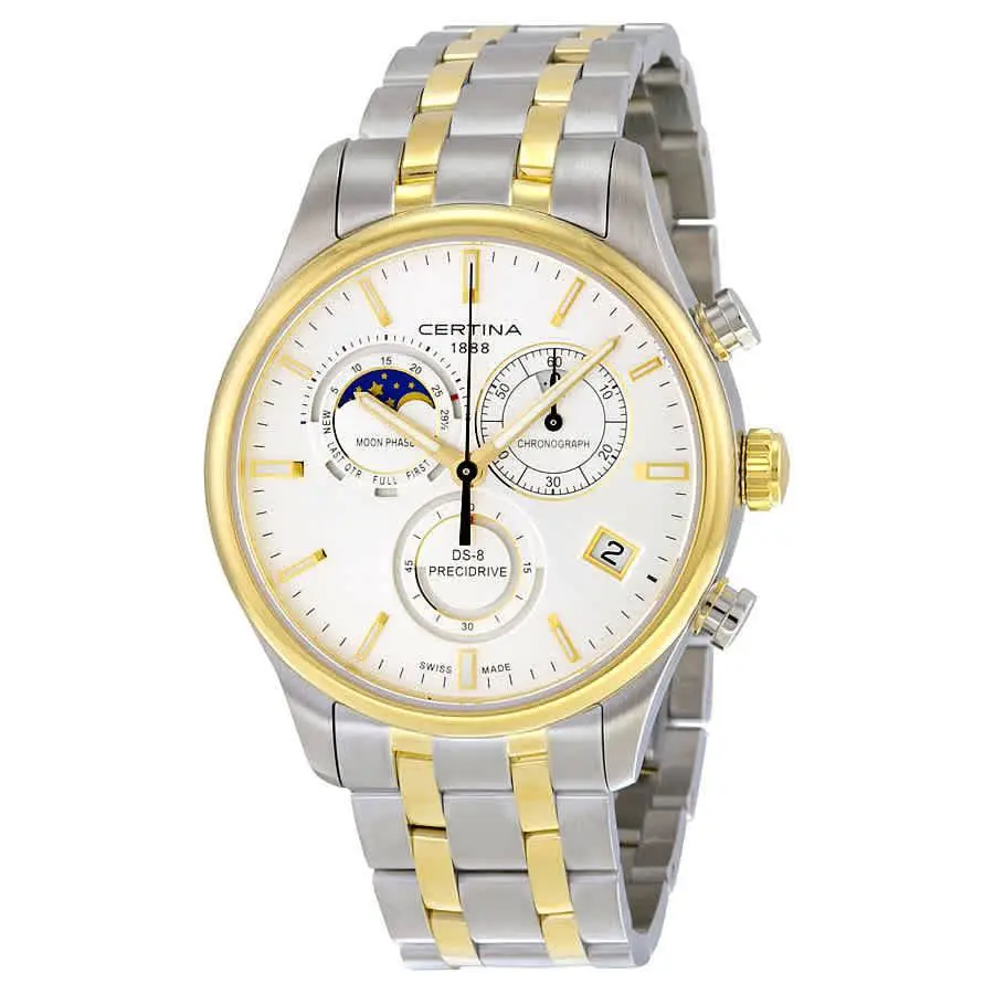 Certina DS-8 Chrono Moonphase Silver Dial Two-tone Men`s Watch C0334502203100