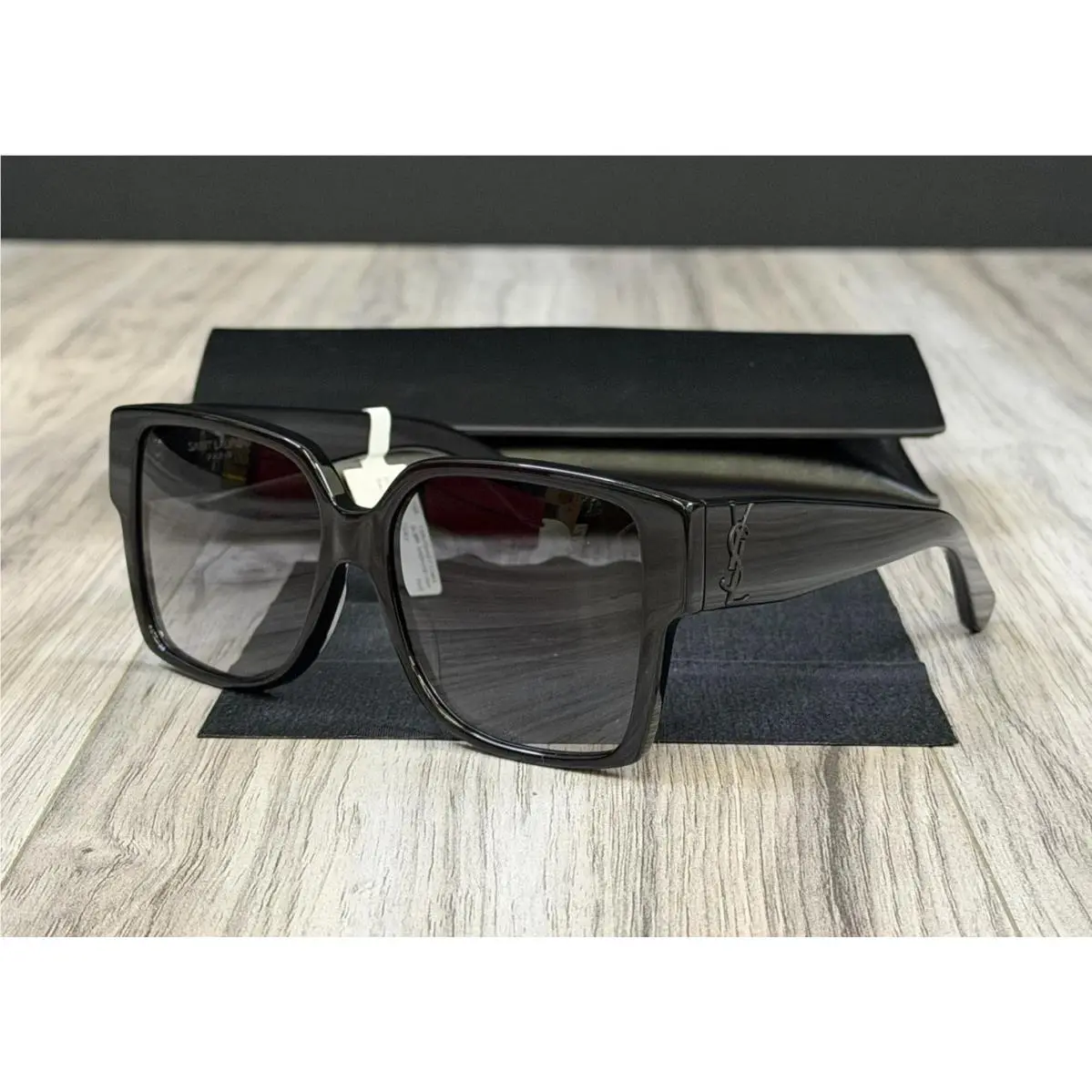 Saint Laurent SL M9 002 Sunglasses Shiny Black Grey Gradient Ysl by Yves Saint Laurent