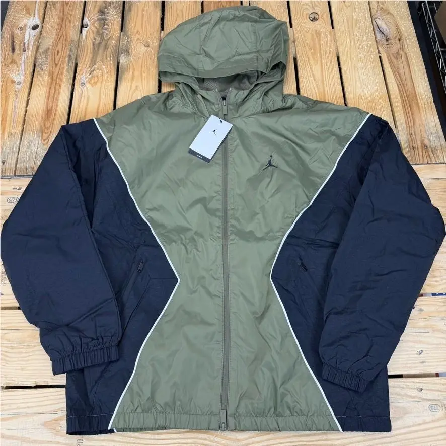 Nike Jordan Brooklyn Draft Jacket Men’s L Olive Black HF9333-222 Windbreaker