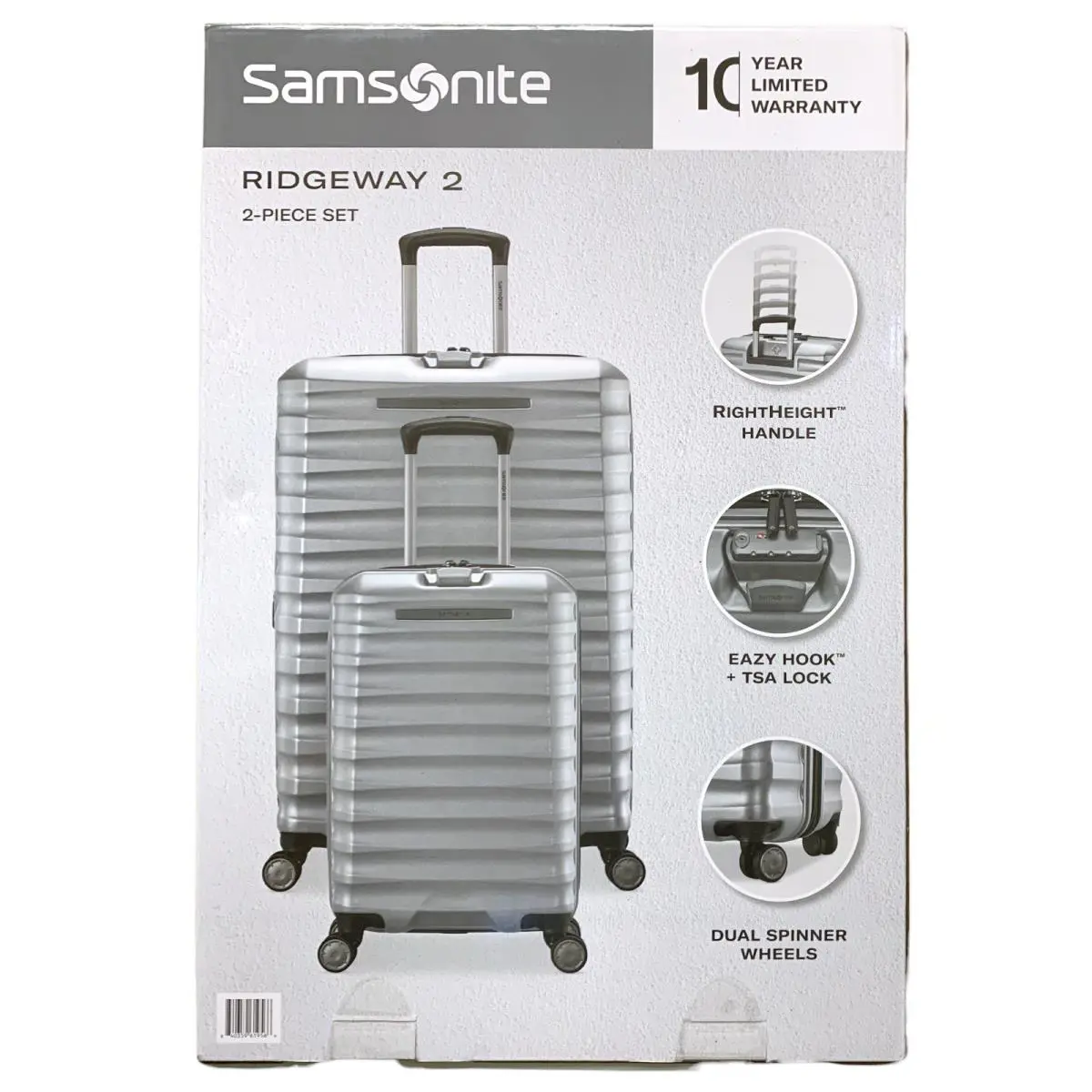 Ridgeway II 2-Piece Hardside Set Checked Carry-on Spinners Silver by Samsonite