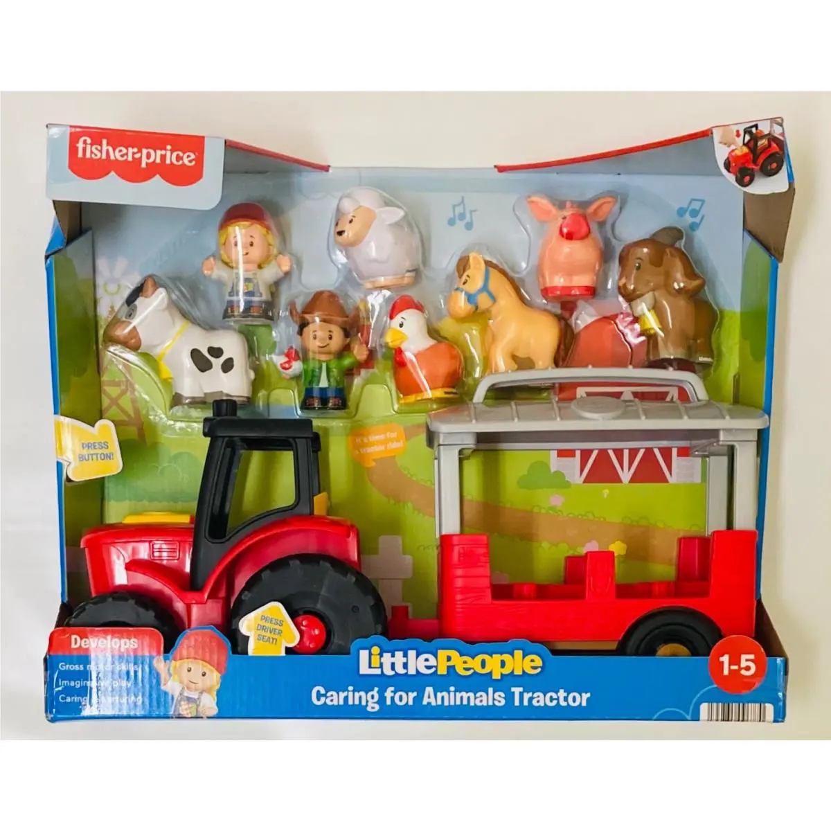 Fisher-price Little People Caring For Animals Tractor Pig Sheep Toy Set