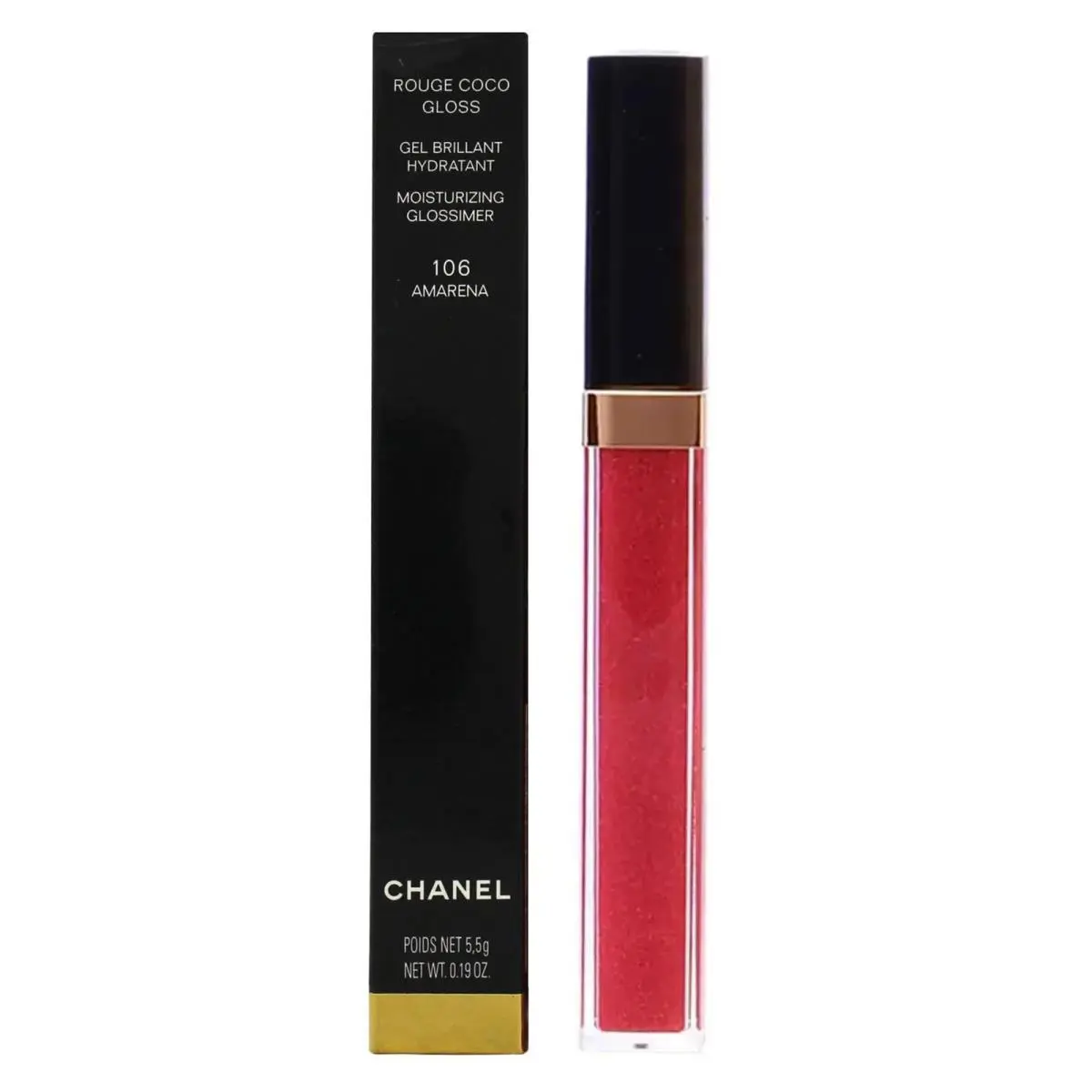 Chanel Rouge Coco Gloss Moisturizing Glossimer Lip Gloss No.106 Amarena 0.19oz