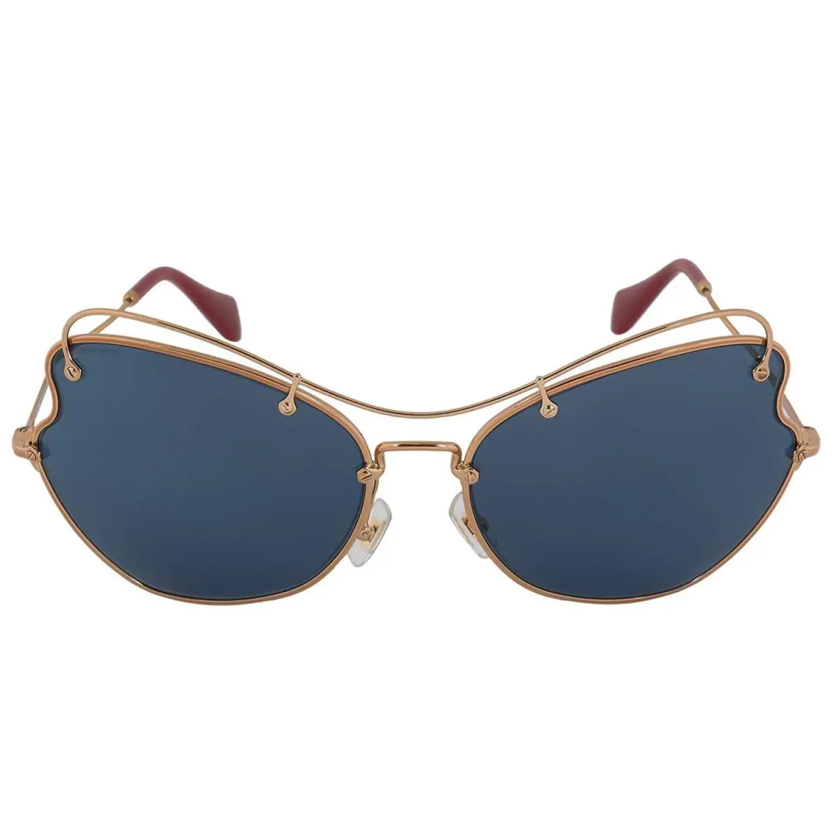 Miu Miu Designer Cat Eye Sunglasses Antique Gold Frame Blue Lens MU56RS 7OE1V1
