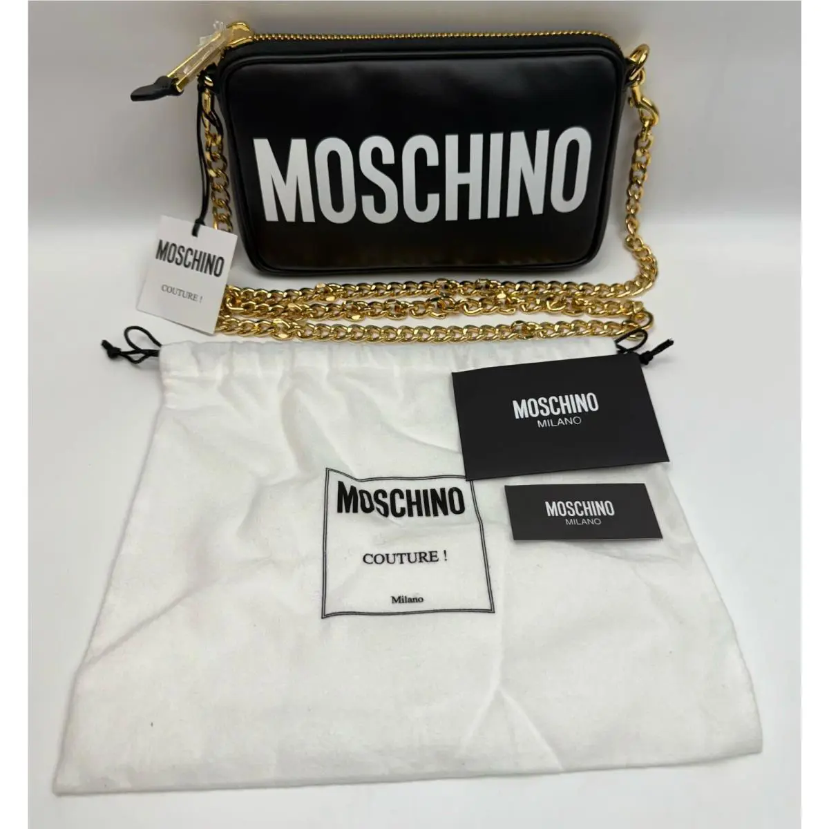 Moschino Logo-print Zipped Chain Shoulder Bag