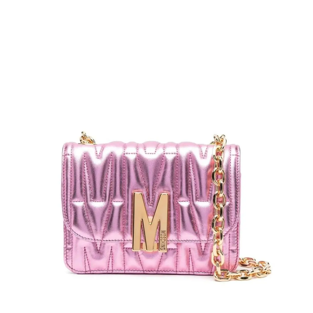 SS23 Moschino Couture Jeremy Scott M Pink Purse Quilted Leather Shoulder Bag