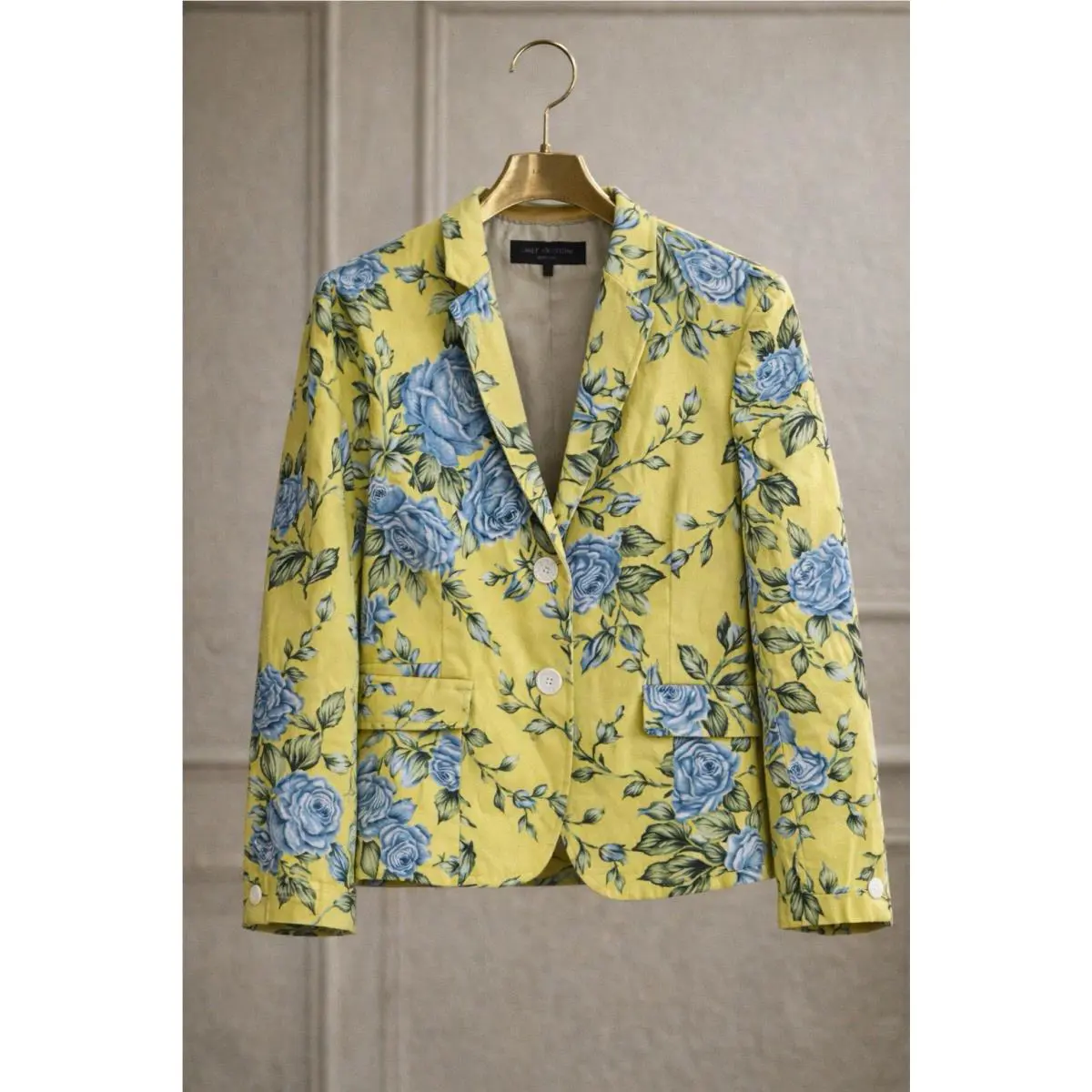 Rag Bone Bailey Jacket Canary Yellow Blue Rose Floral Blazer Sz 6