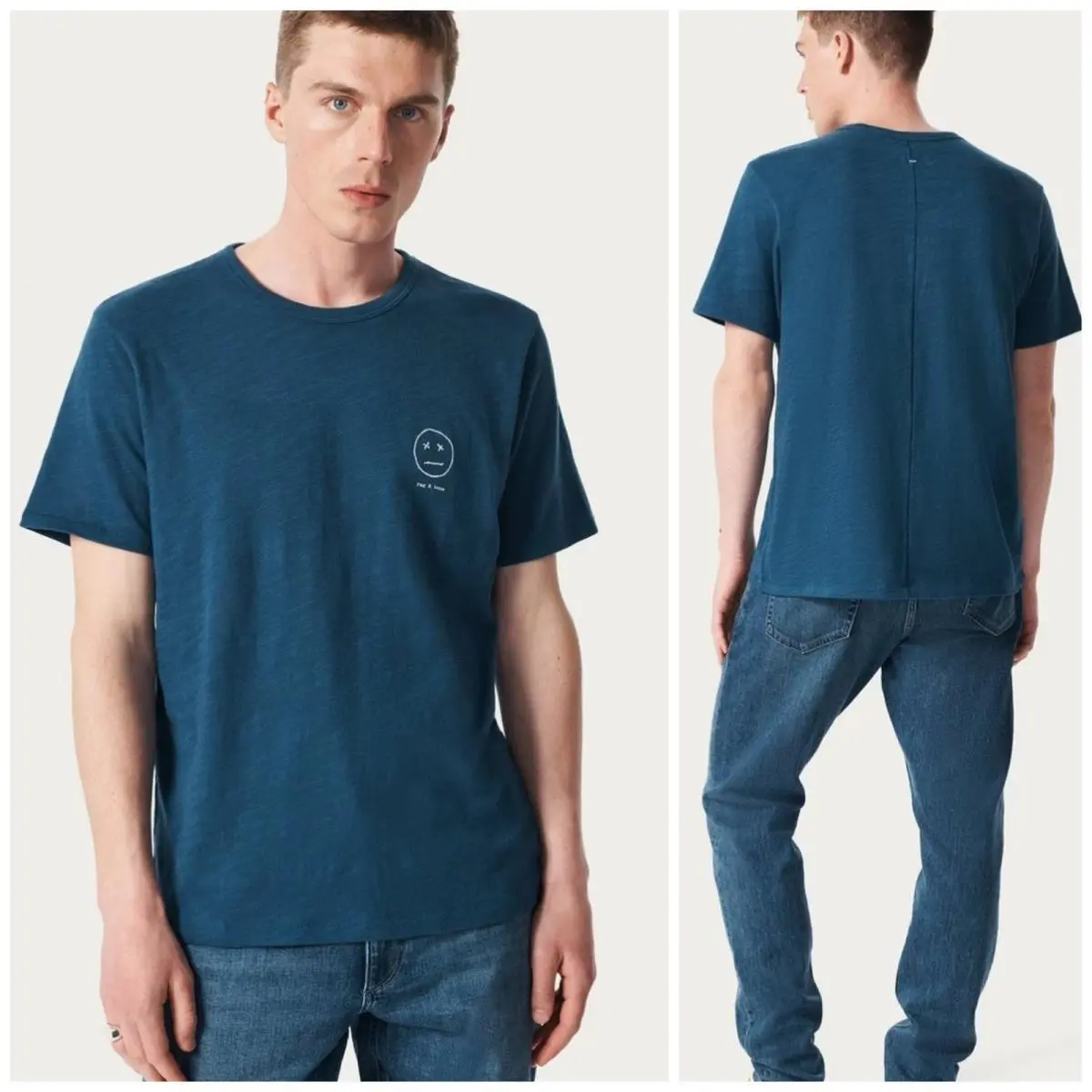 Rag Bone Sour Face Embroidered Tee In Moonlight Size: Xlarge