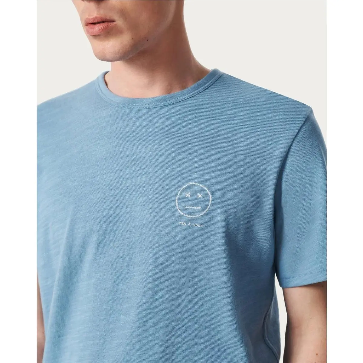 Rag Bone Sour Face Embroidered Tee In Light Blue Size: Medium