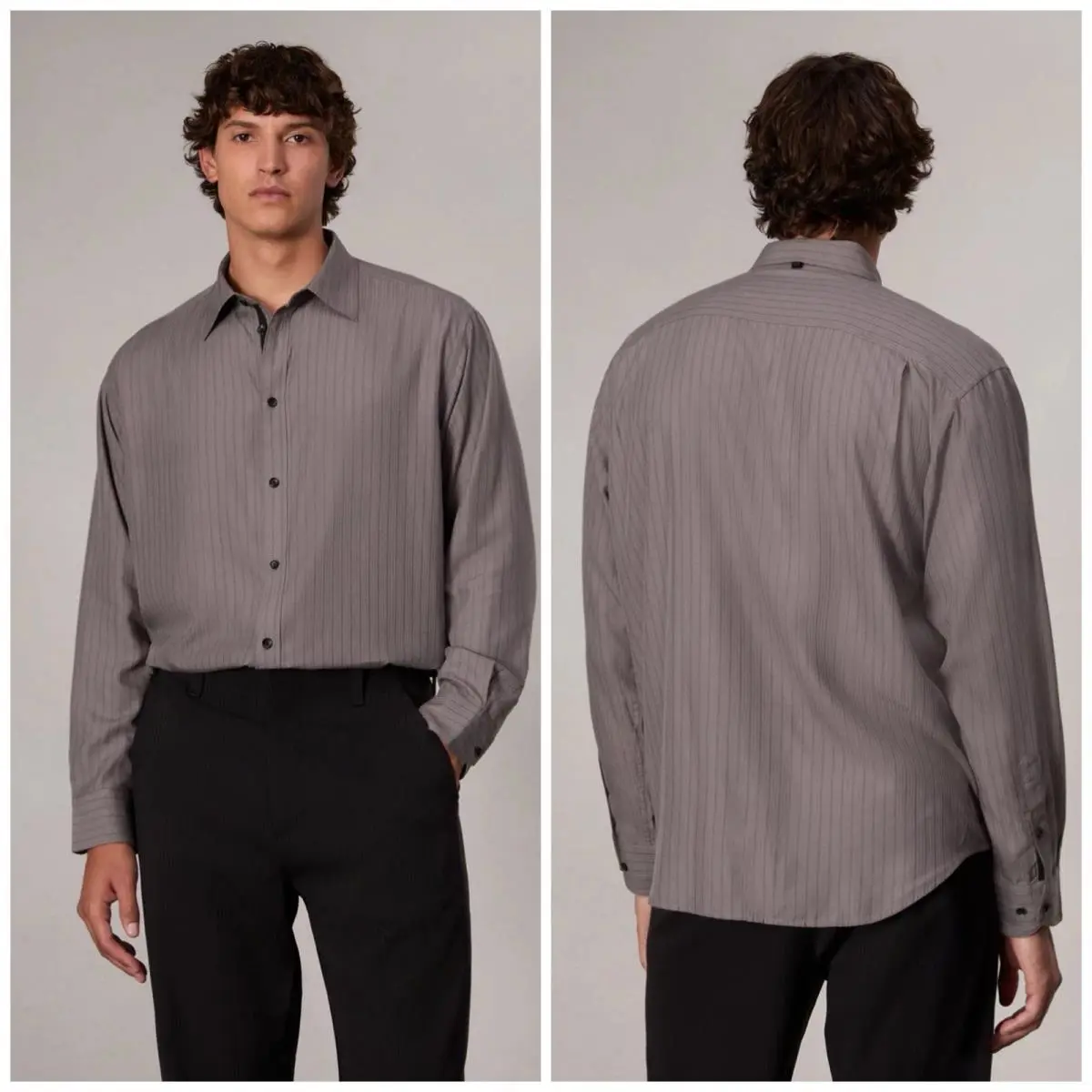 Rag Bone Matthew Flannel Shirt In Grey Stripe Size: Medium