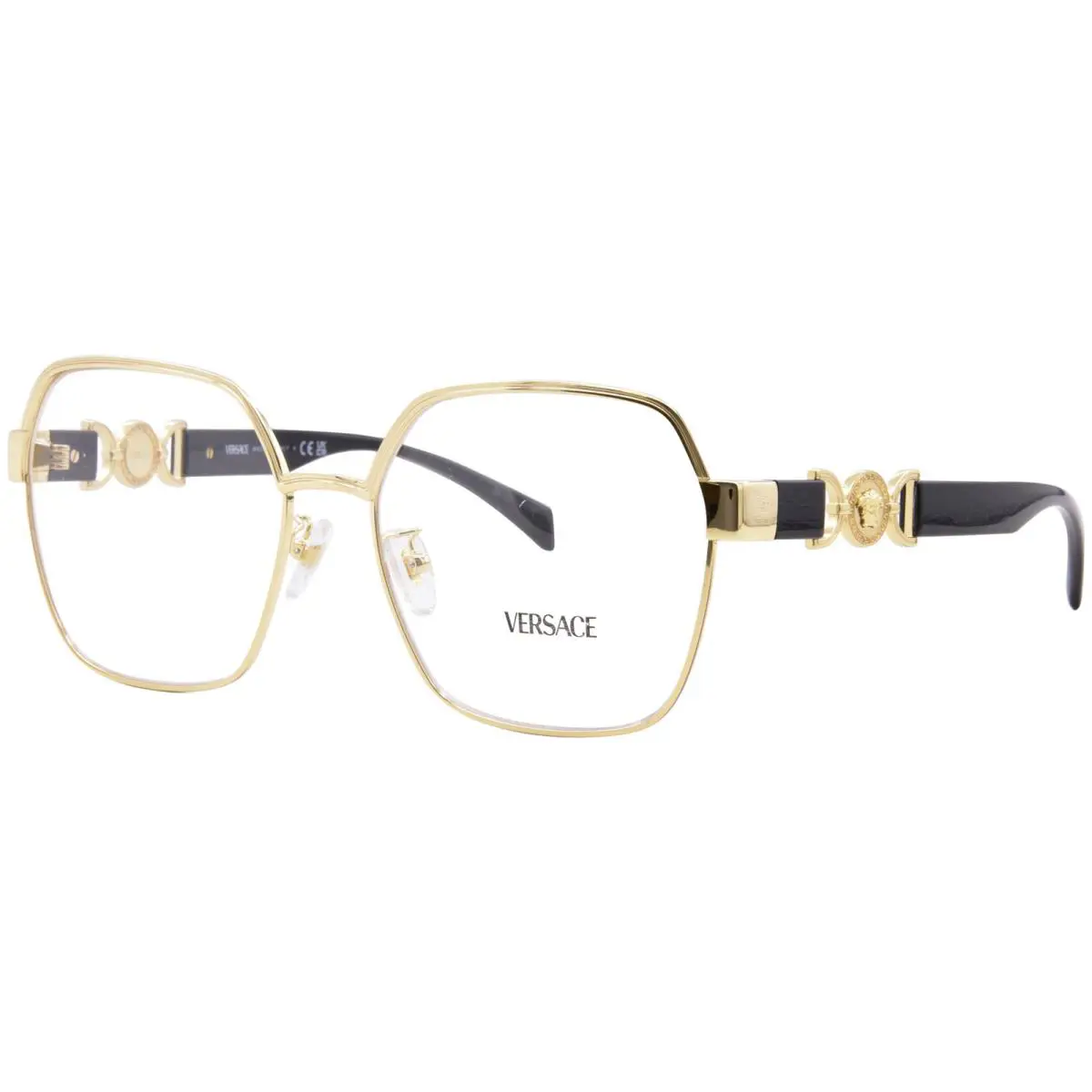 Versace VE1291D 1002 Eyeglasses Frame Women`s Gold Full Rim Square Shape 56mm