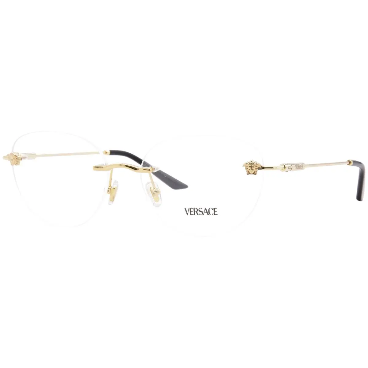 Versace VE1305 1002 Eyeglasses Women`s Gold Rimless Style Round Shape 55mm