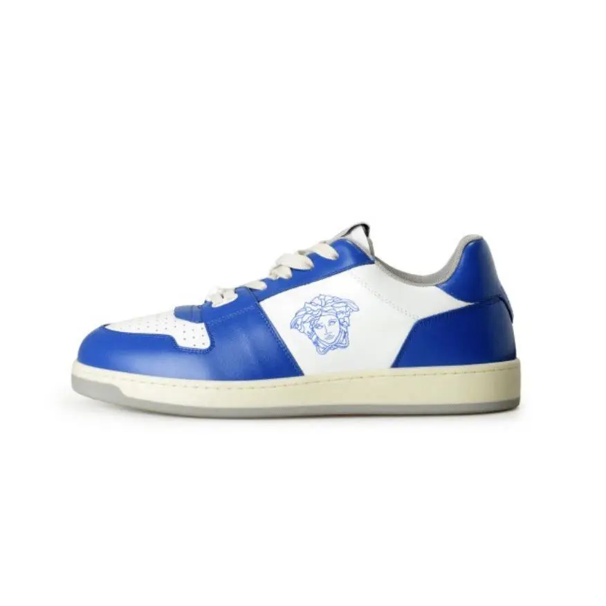Versace Men`s Blue White Leather Medusa Logo Sneakers Shoes US 11 /eu 44