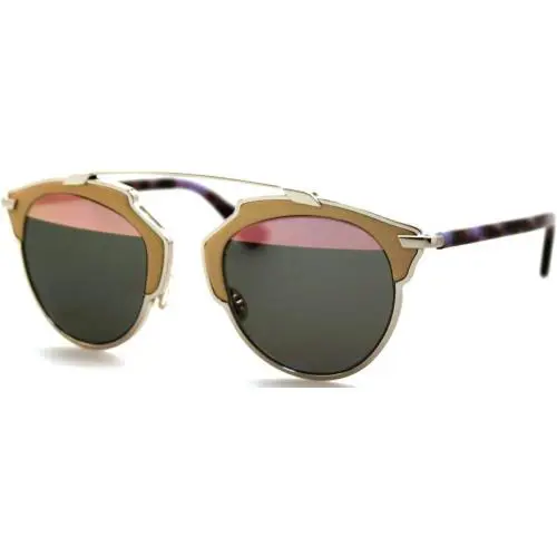 soreal Pzrzj Sunglasses Palladium Beige Leather / Pink Grey Mirror Lens by Dior