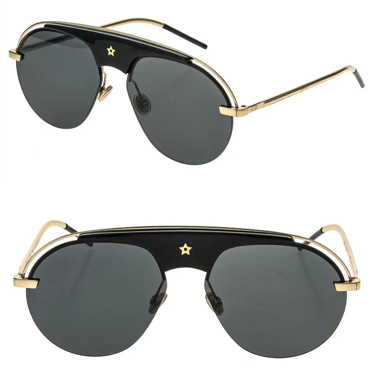 Christian Dior Revolution 2 Black Gold Metal Aviator Sunglasses Diorevolution