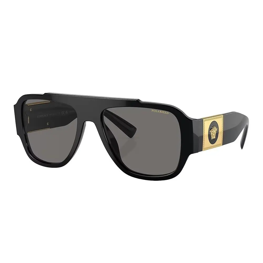 VE 4436U GB1/81 Black Plastic Pillow Sunglasses Grey Polarized Lens by Versace