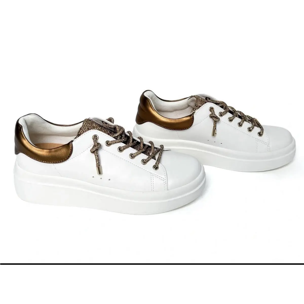 Hoka Yellow Box Earl Women`s Sparkle Rhinestone Sneaker Bronze Lace-up Shoes Size 9