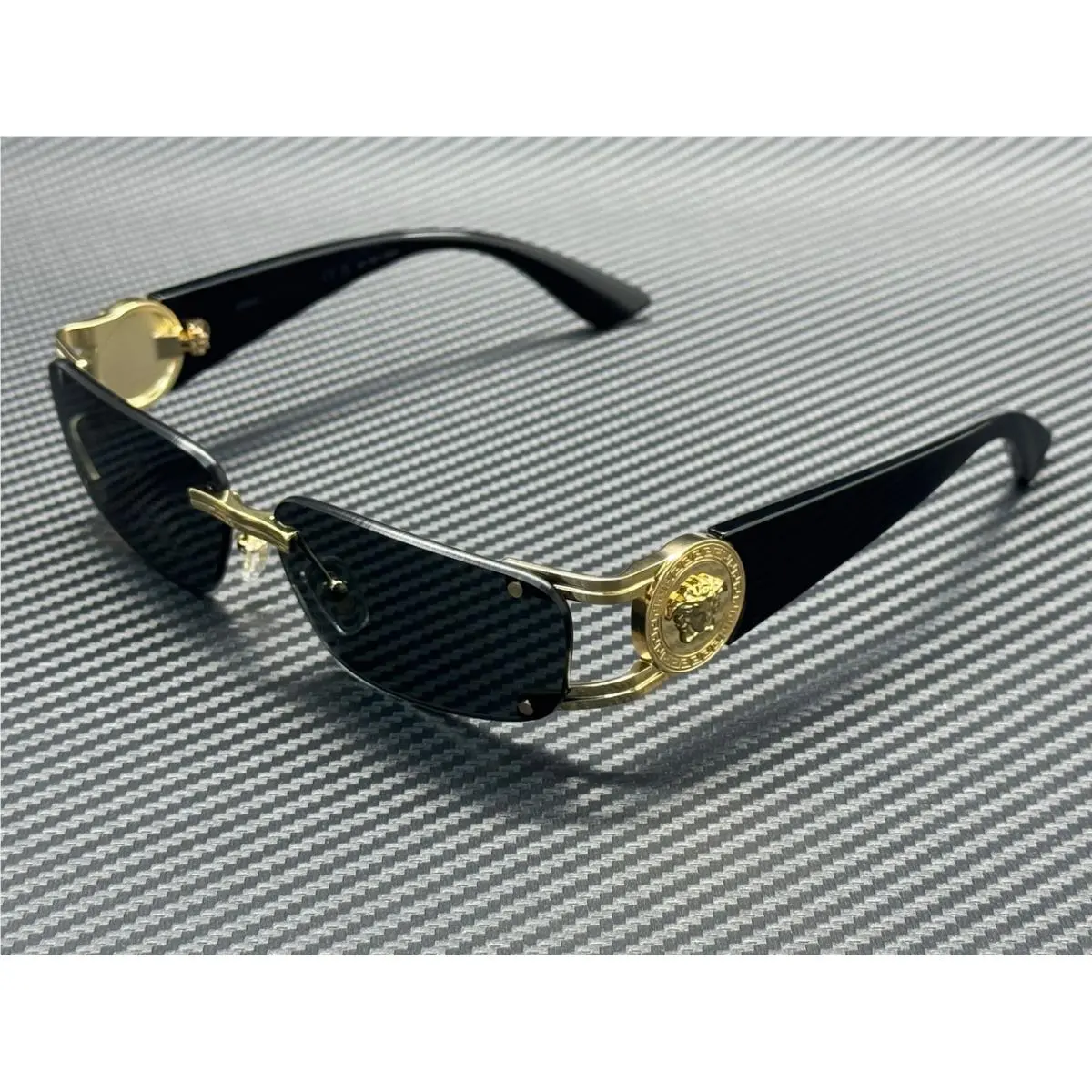 Versace VE2291 100287 Gold Dark Grey Men`s 59 mm Sunglasses