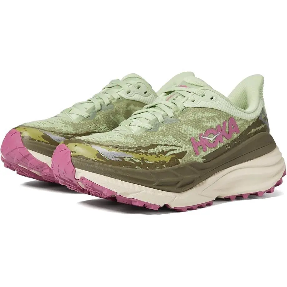 Hoka Stinson 7 Road Running Training Sneakers Green Pink Mesh Women`s Size 9.5 B - Seed Green / Beet Root