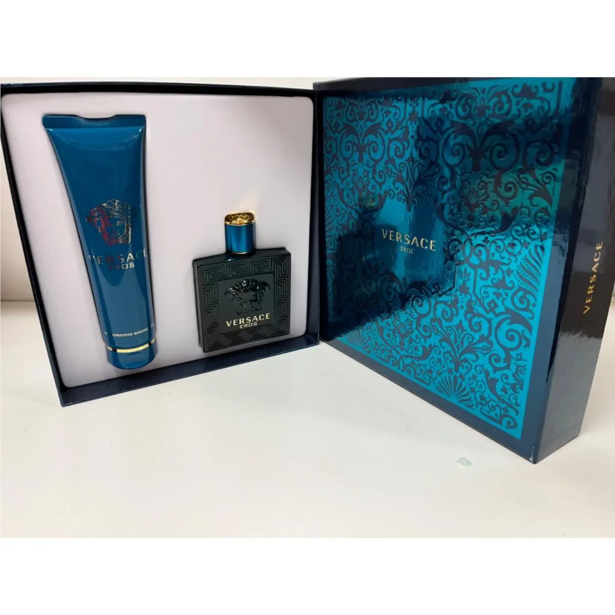 Versace Eros Men Gift Set of 2 Items: 3.3oz Edt + Jumbo Size Shower Gel 5 Floz