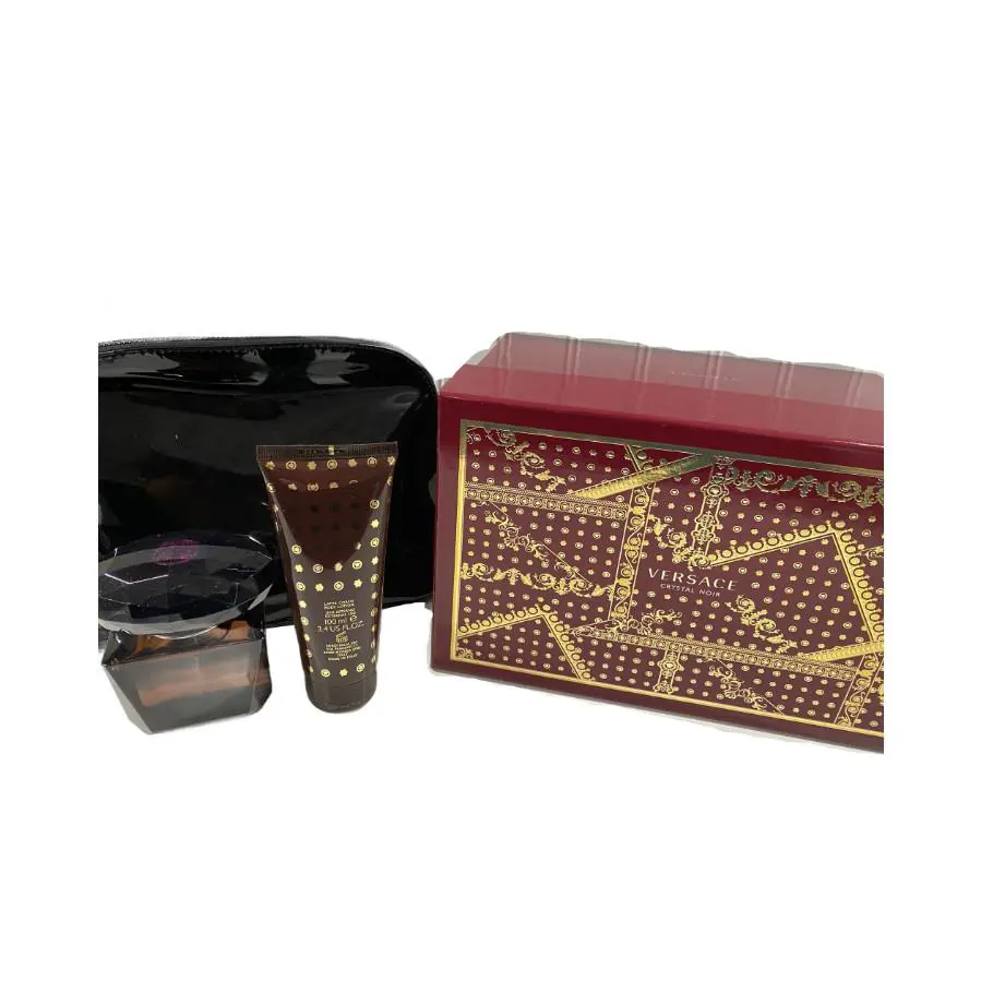 Versace Crystal Noir Perfumes Gift Set 3 Pieces For Women 3 oz Spray Black Bag