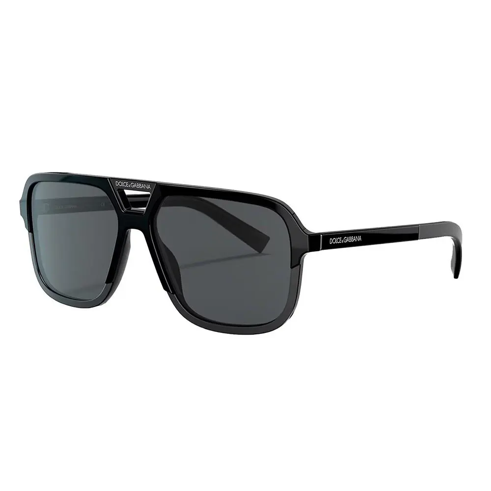 Dolce Gabbana DG 4354 193481 Black Plastic Sunglasses Grey Polarized Lens by Dolce & Gabbana