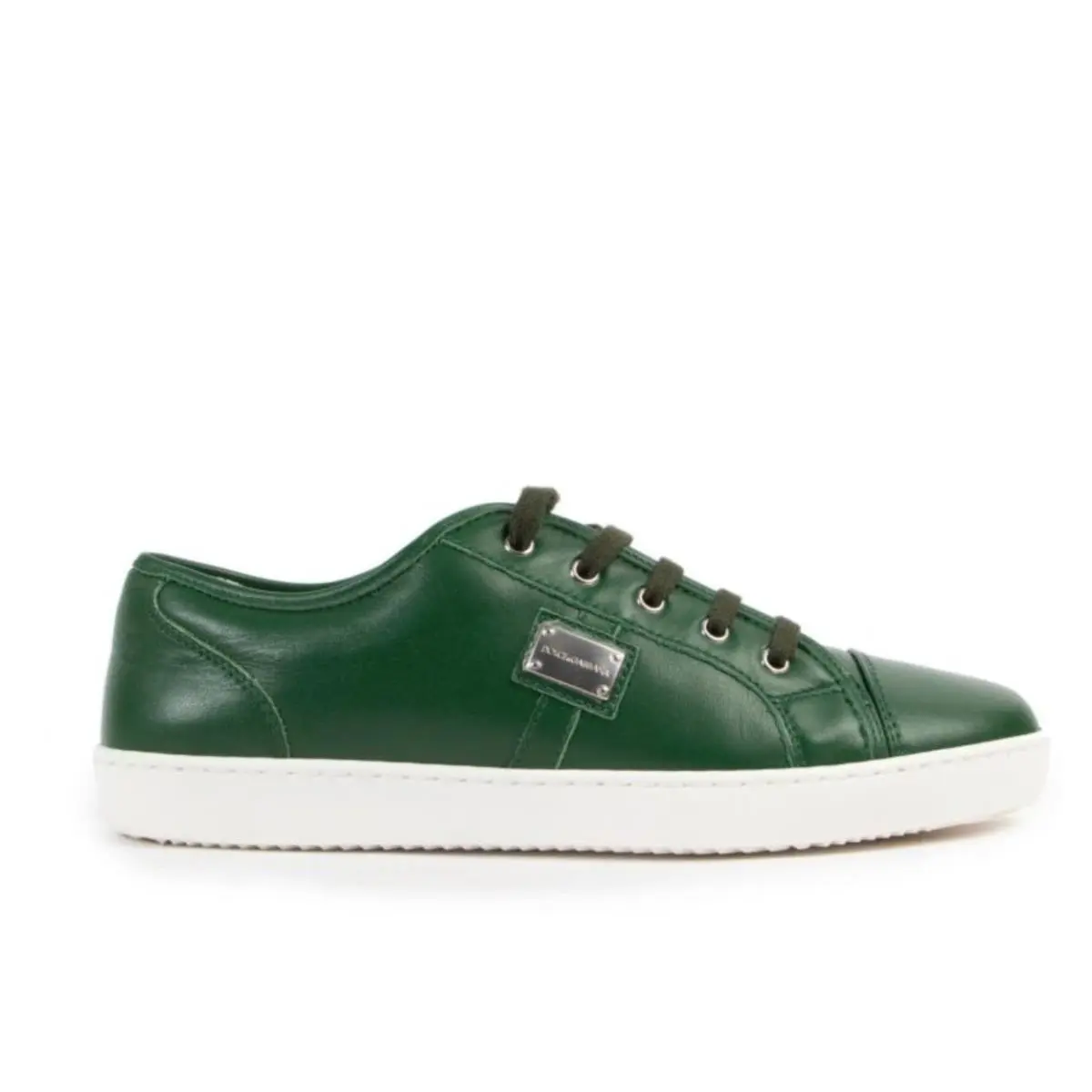 Dolce Gabbana Kids Green Calfskin Lace Up Sneakers Size 31 Italy