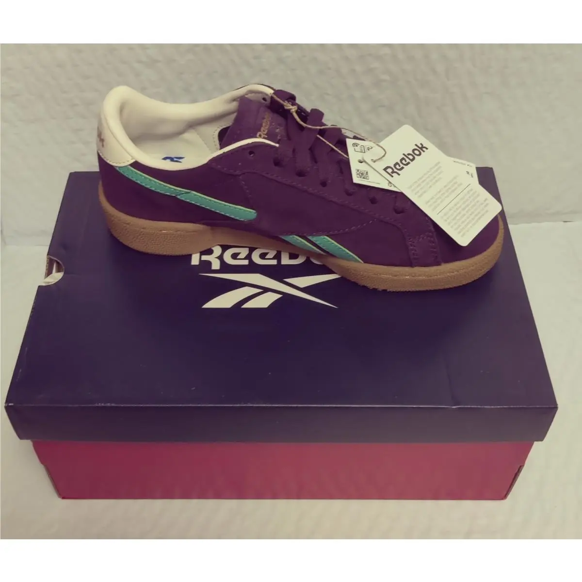 Reebok Club C Ground UK Sneakers Men`s 4 Women`s 5.5 Plum Green Rad