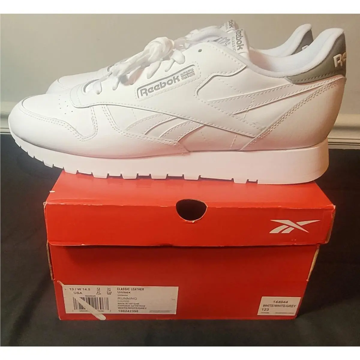 Reebok shoes - Reebok Classic Leather - Classic Leather - White, Manufacturer: White/White/Gritty Grey 5