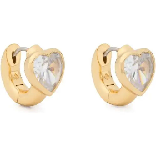Kate Spade My Heart Huggie Gold Tone Cubic Zirconia Earrings Dust Bag