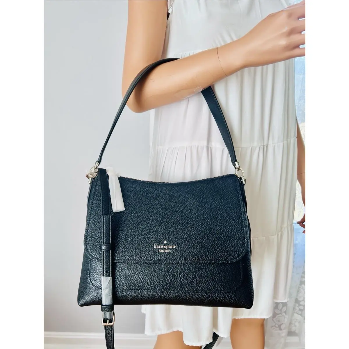 Kate Spade Melody Leather Flap Shoulder Bag Crossbody Black