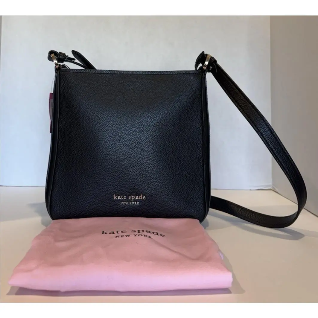 Kate Spade Hudson Pebbled Leather Medium Messenger K6575 Black