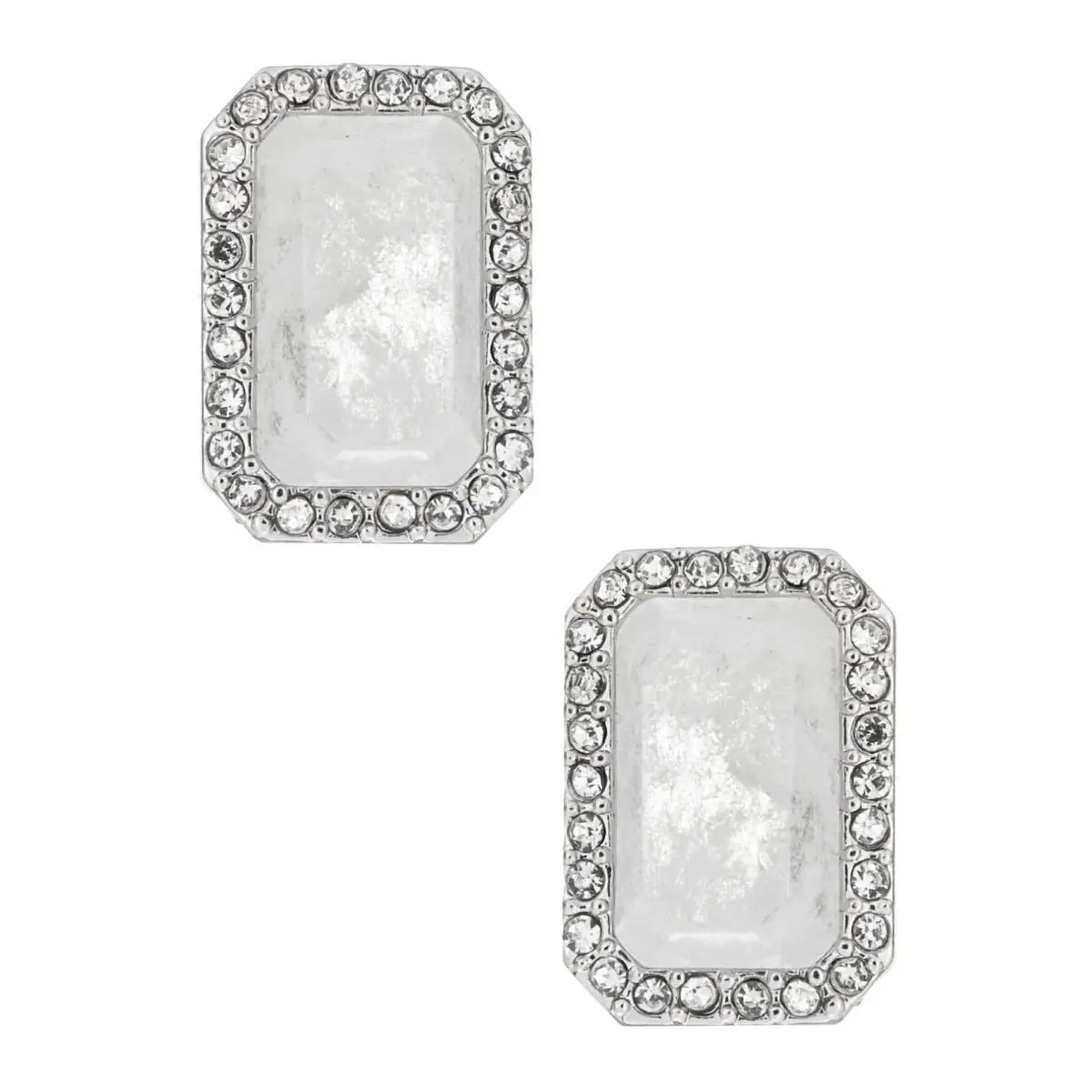 Kate Spade NY Night Sky Earrings Clear Silver Pave Halo Surround Studs