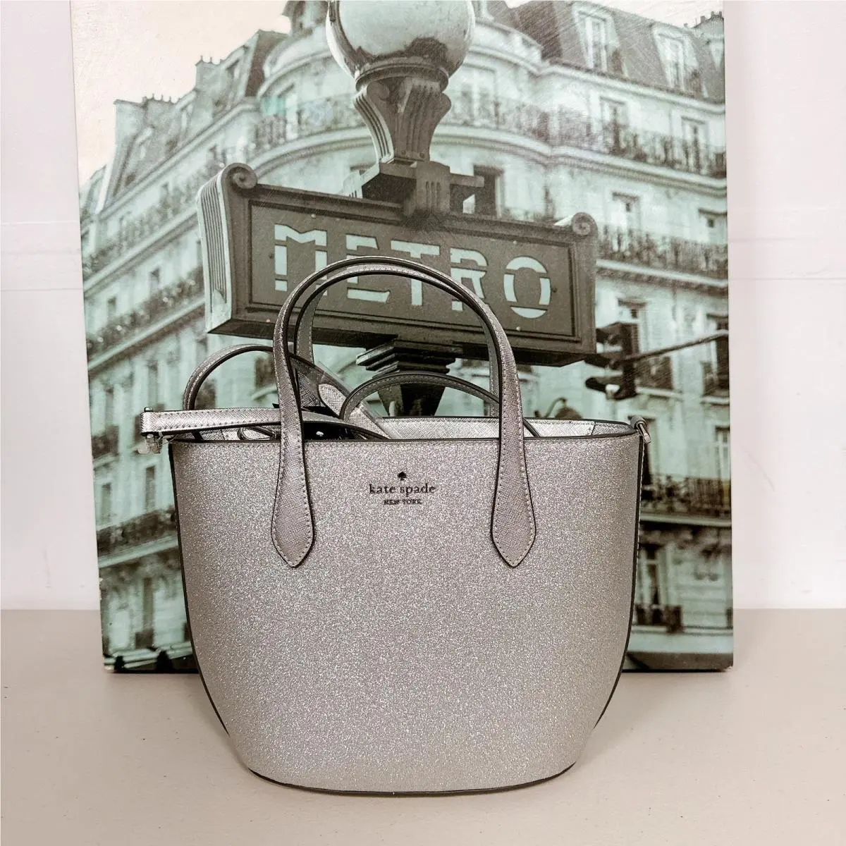 Kate Spade KE460 Glitter Glimmer Small Zip Satchel Crossbody Bag