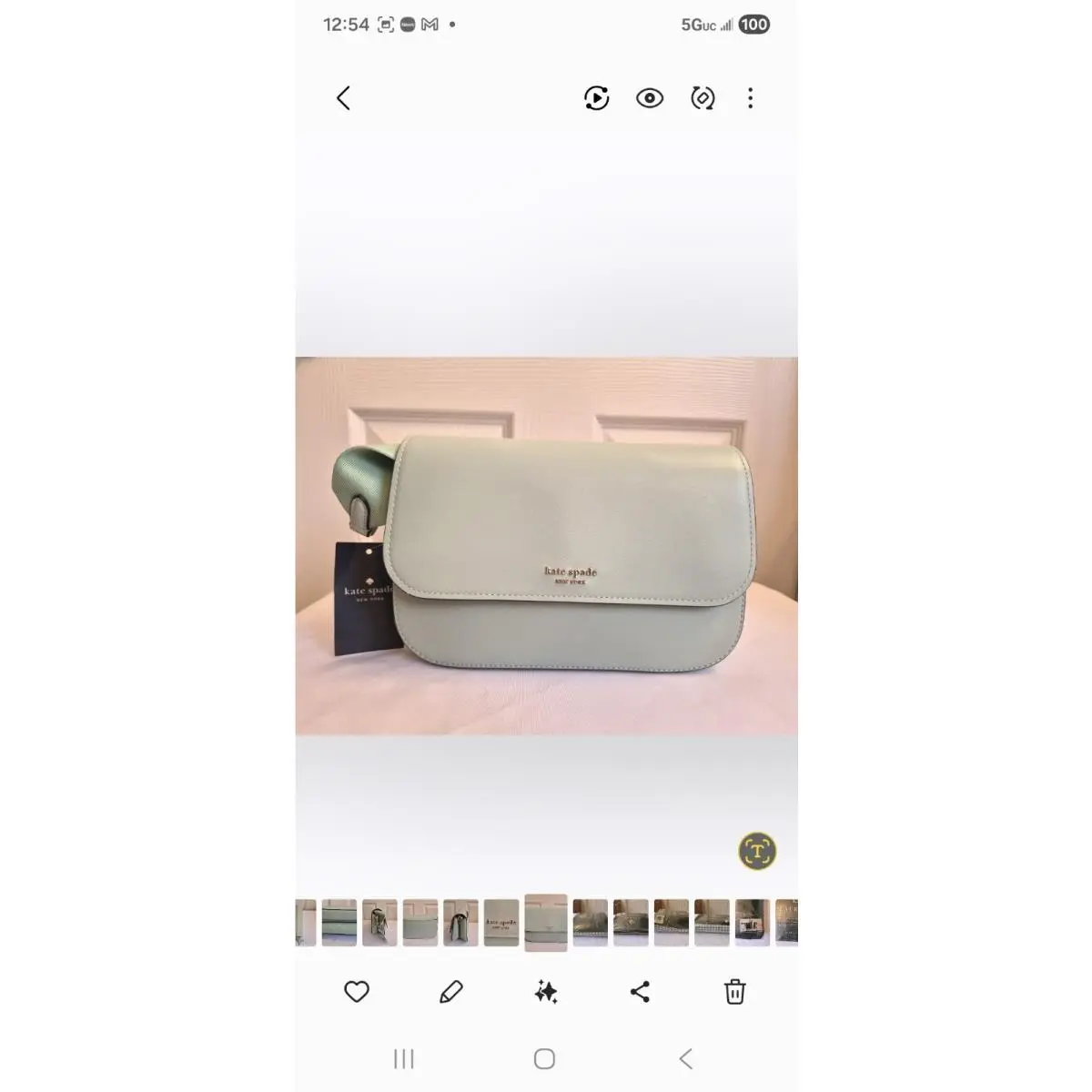 Kate Spade Buddie Smooth Leather Pistachio Green Medium Crossbody Bag