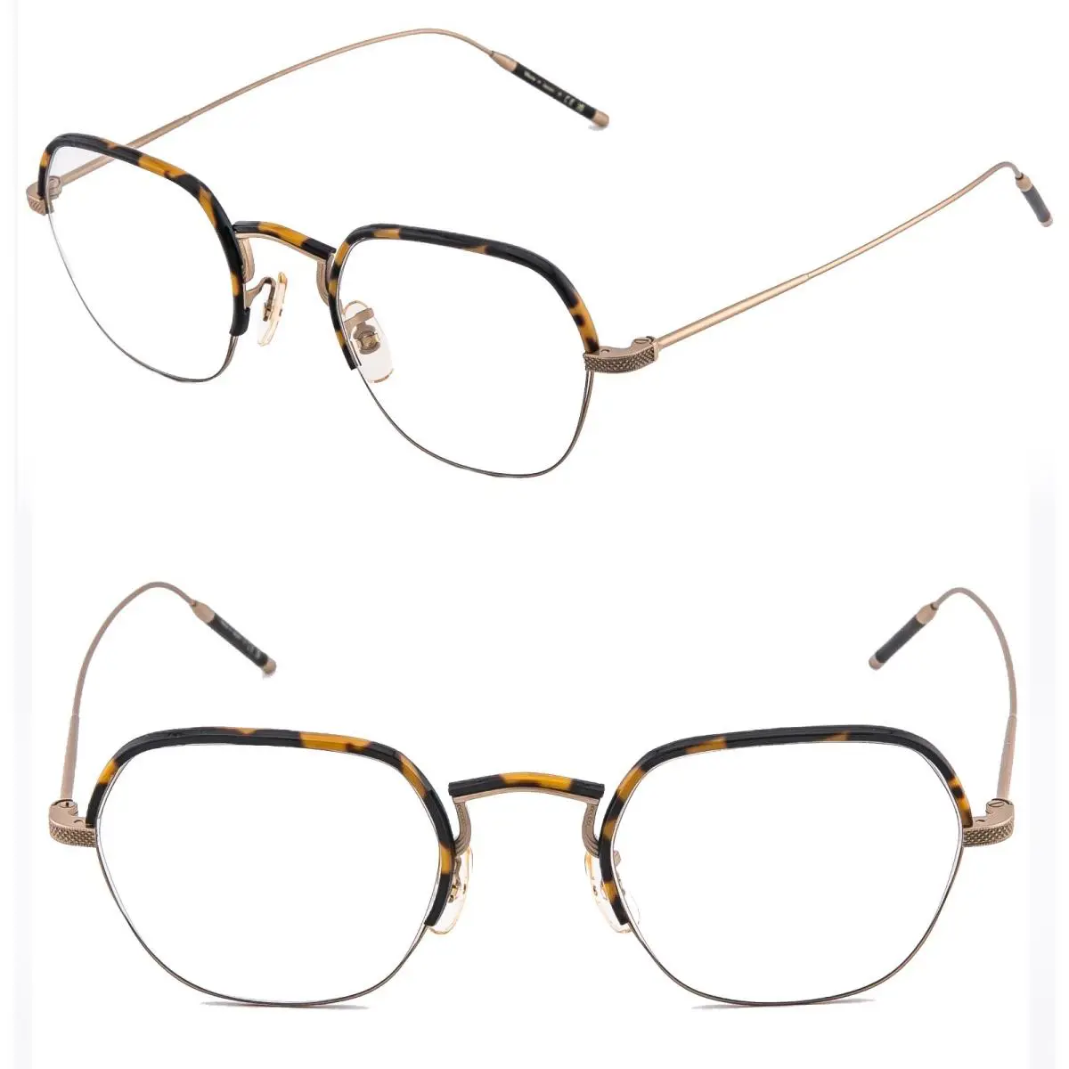 Oliver Peoples Takumi TK7 OV1291T Brown Gold Titanium Blue Block Eyeglasses 1291
