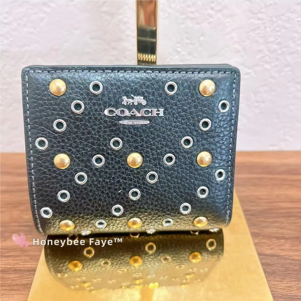 Coach CCL78 Snap Wallet with Rivets Silver/black Multi