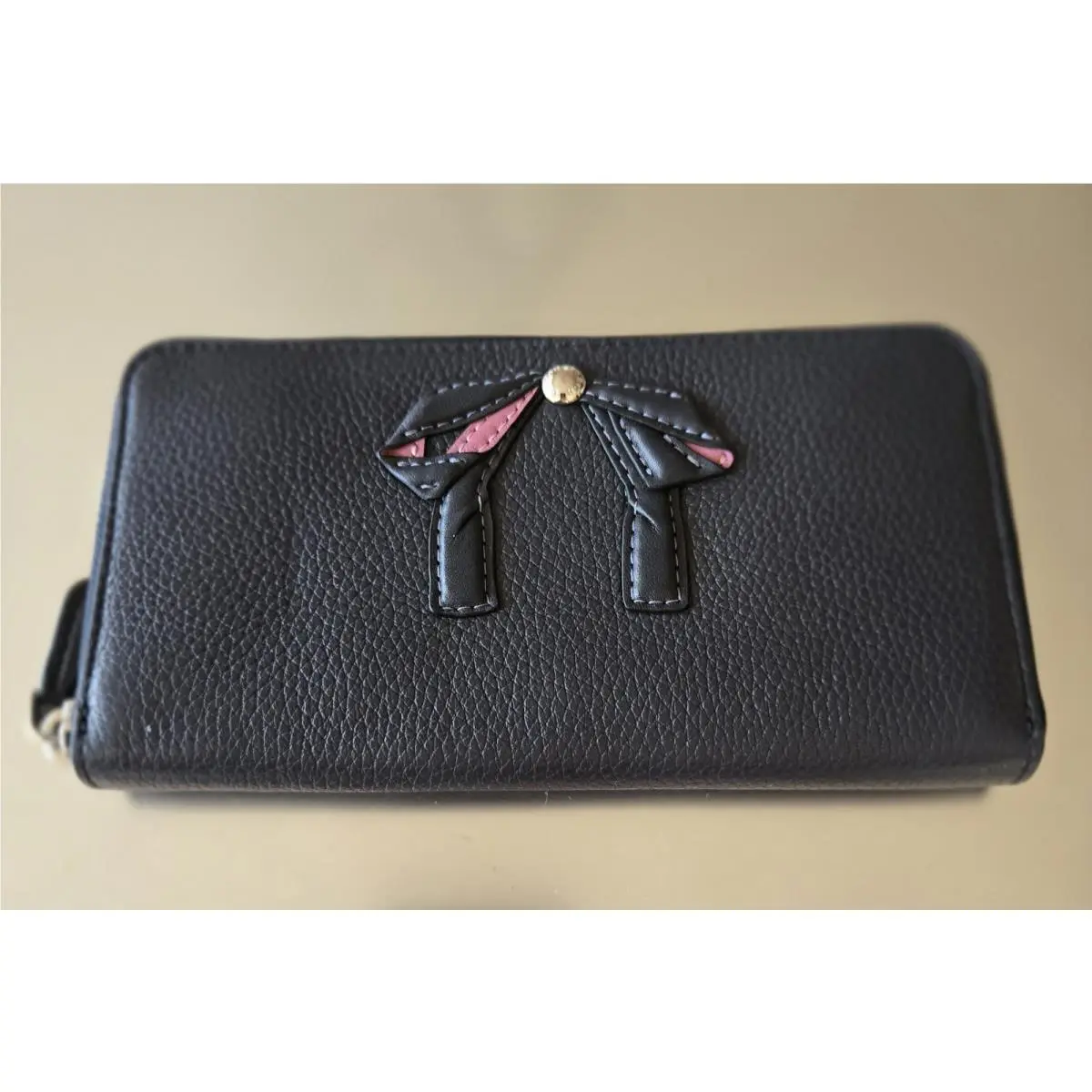 Coach Pebbled Leather Accordion Bow Wallet Zip Around Midnight Blue F29382