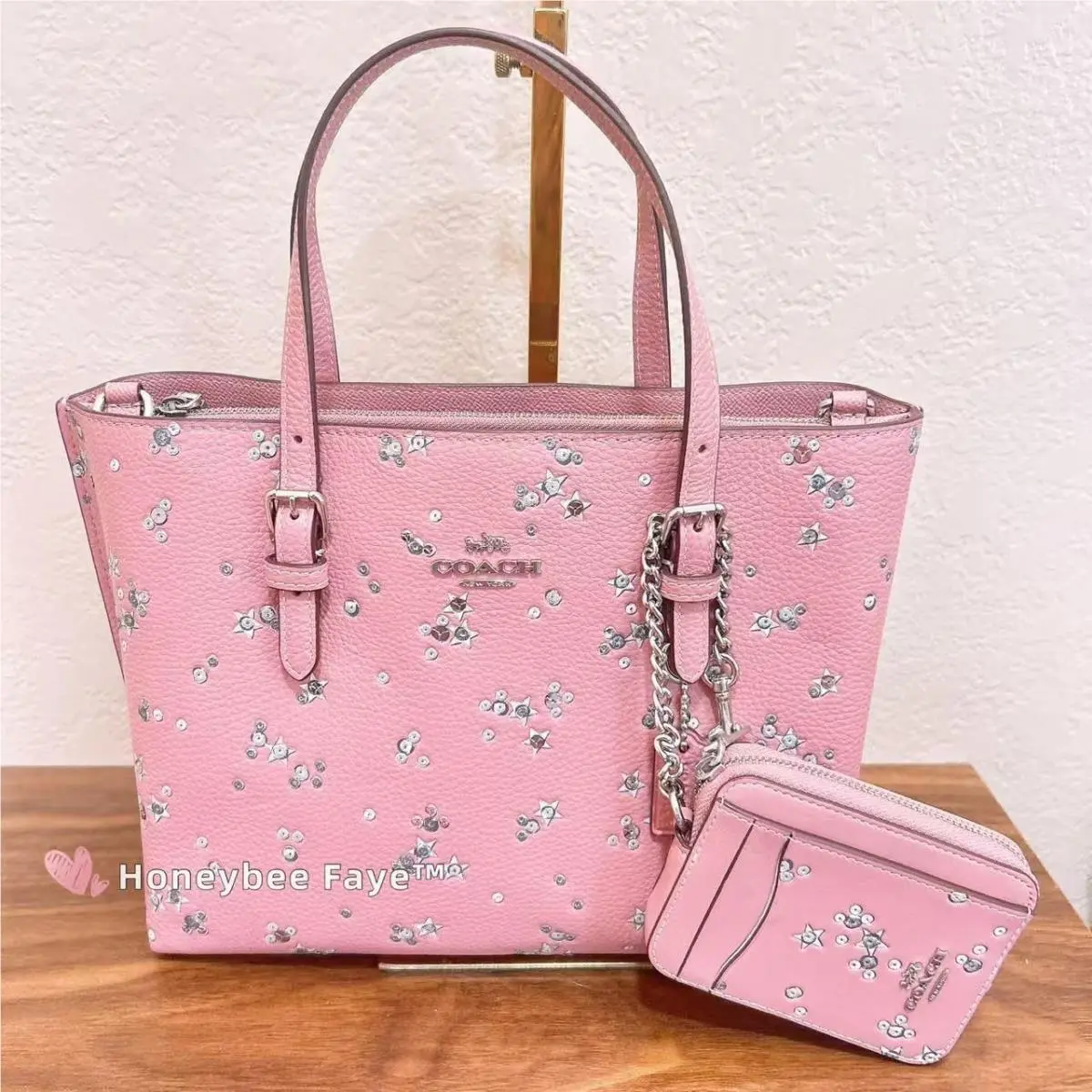 Coach Mollie Tote Bag 25 ccv87 Plus Zip Card Case with Star Print