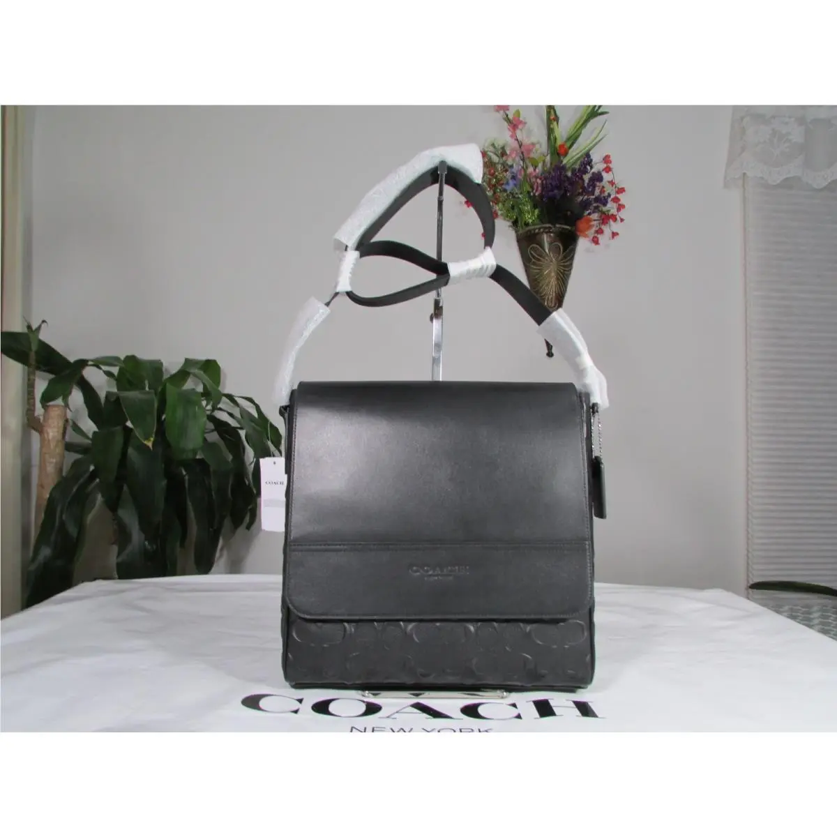 Coach Houston Map Bag In Signature Leather 4006 Black
